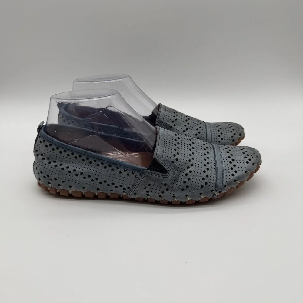 Spring Step Fusaro Leather Slip-On Comfort Shoes Eyelets Blue EU 39 / US 8.5